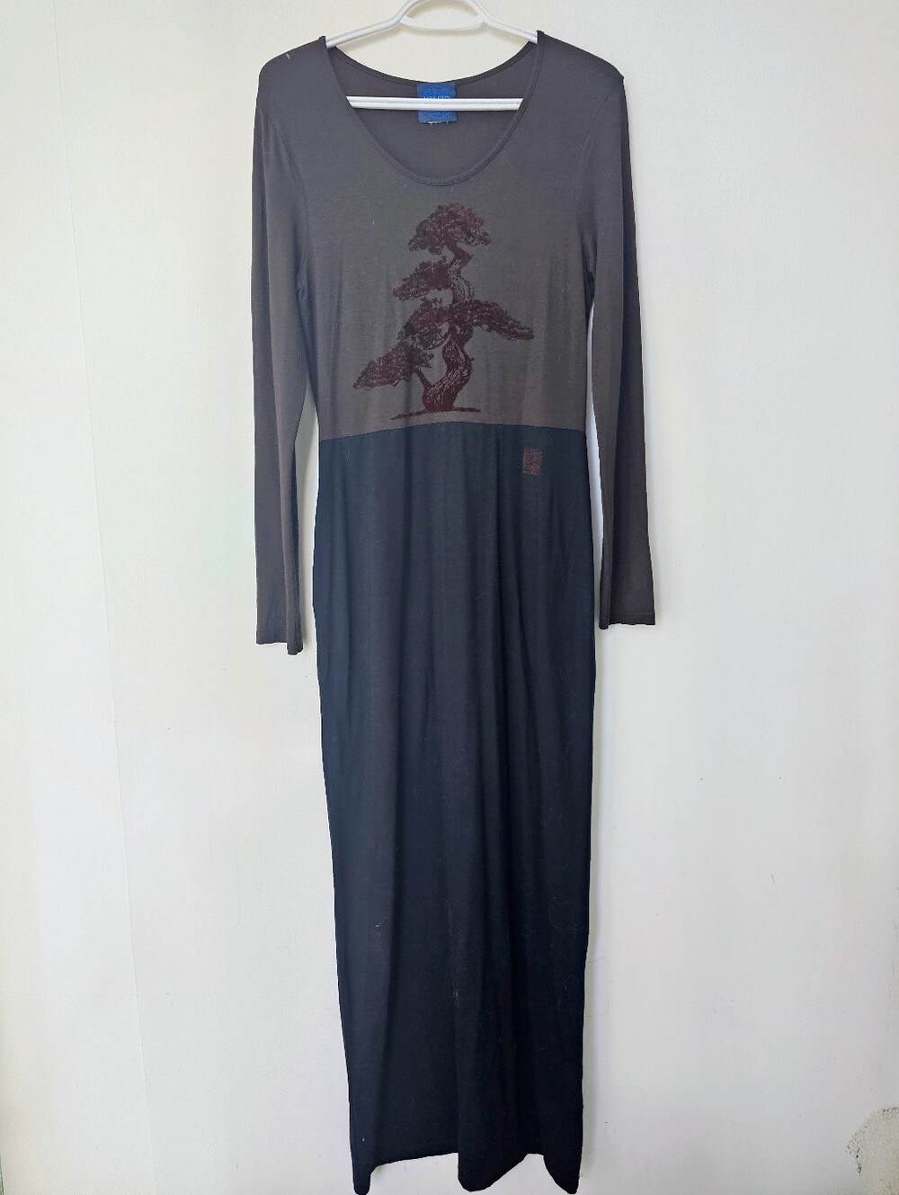 KENZO JEANS Vintage Women's Brown & Black Long Sleeve Maxi Dress